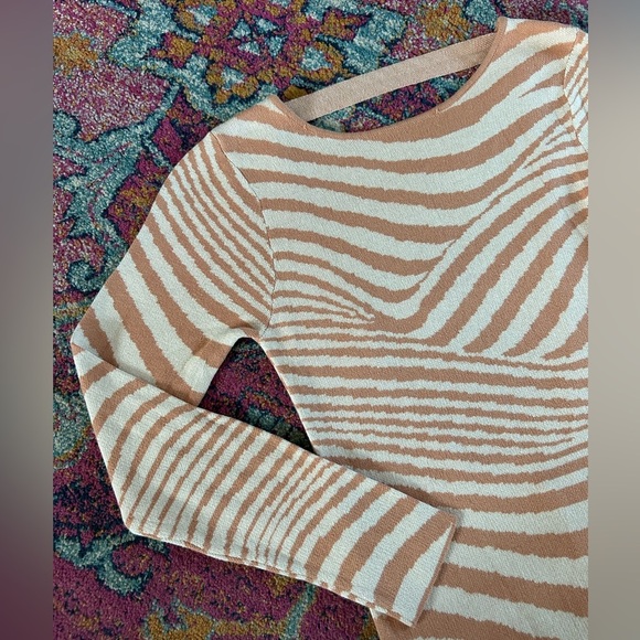 NWT Lush | Women’s Caramel and Cream Stripey Long Sleeve Bodycon Sweater Dress M - Picture 8 of 16